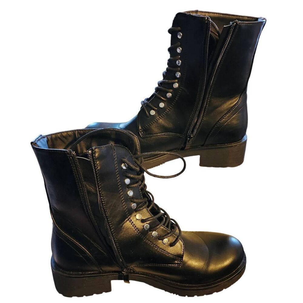 Katliu Women's Lace Up/Side Zip Ankle Combat Boots Size 6.5 (37)